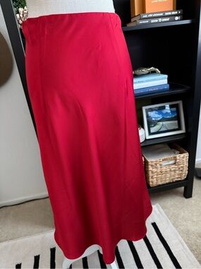 J. Crew Red Midi Slip Skirt